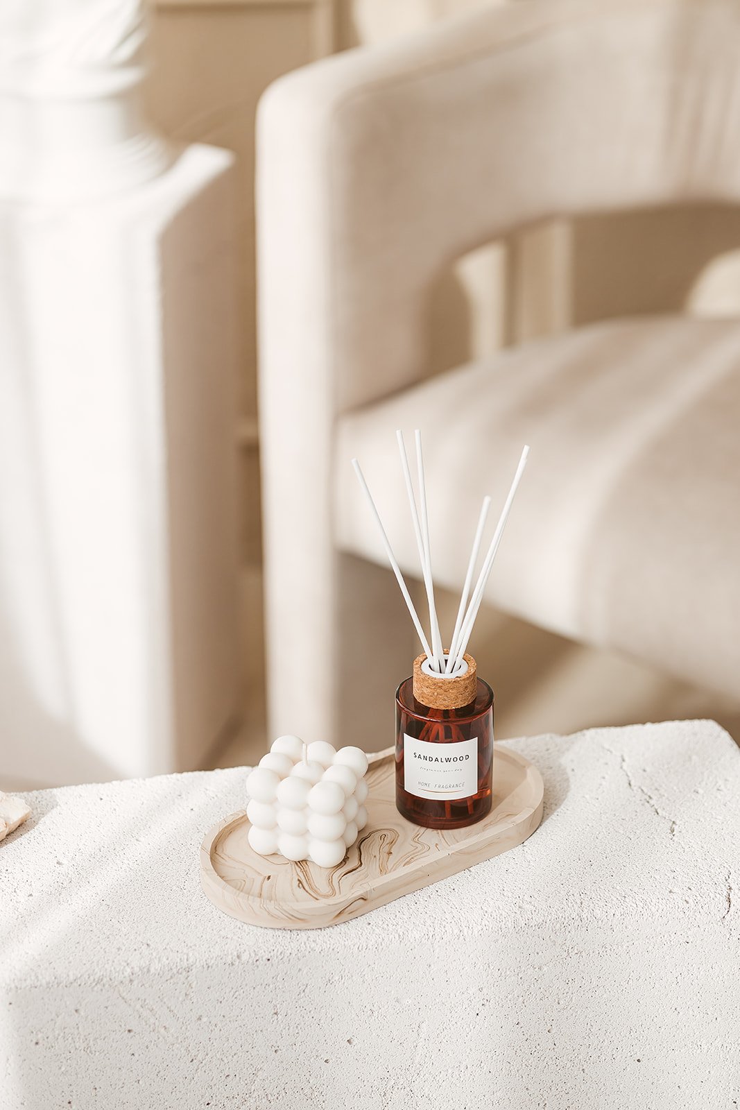 Didelis ovalus padėkliukas „Smėlinis marmuras“