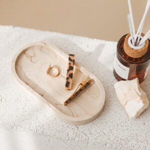 Mažas ovalus padėkliukas „Smėlinis marmuras“