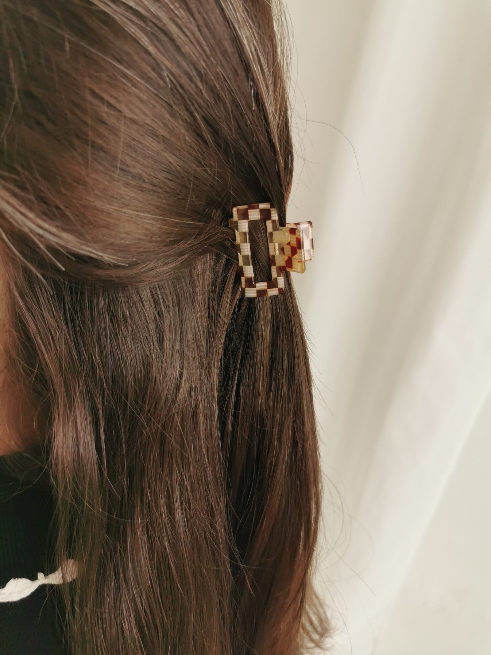 Plaukų segtukas kreminės languotos žnyplės