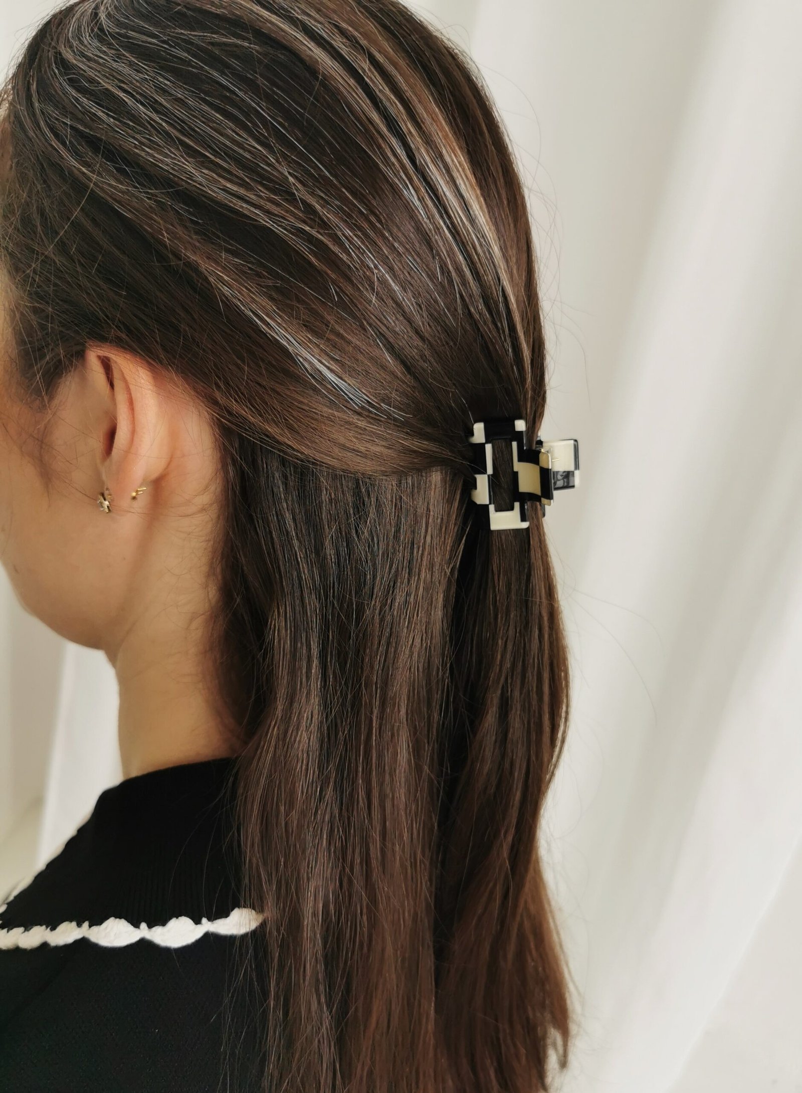 Plaukų segtukas kreminės languotos žnyplės