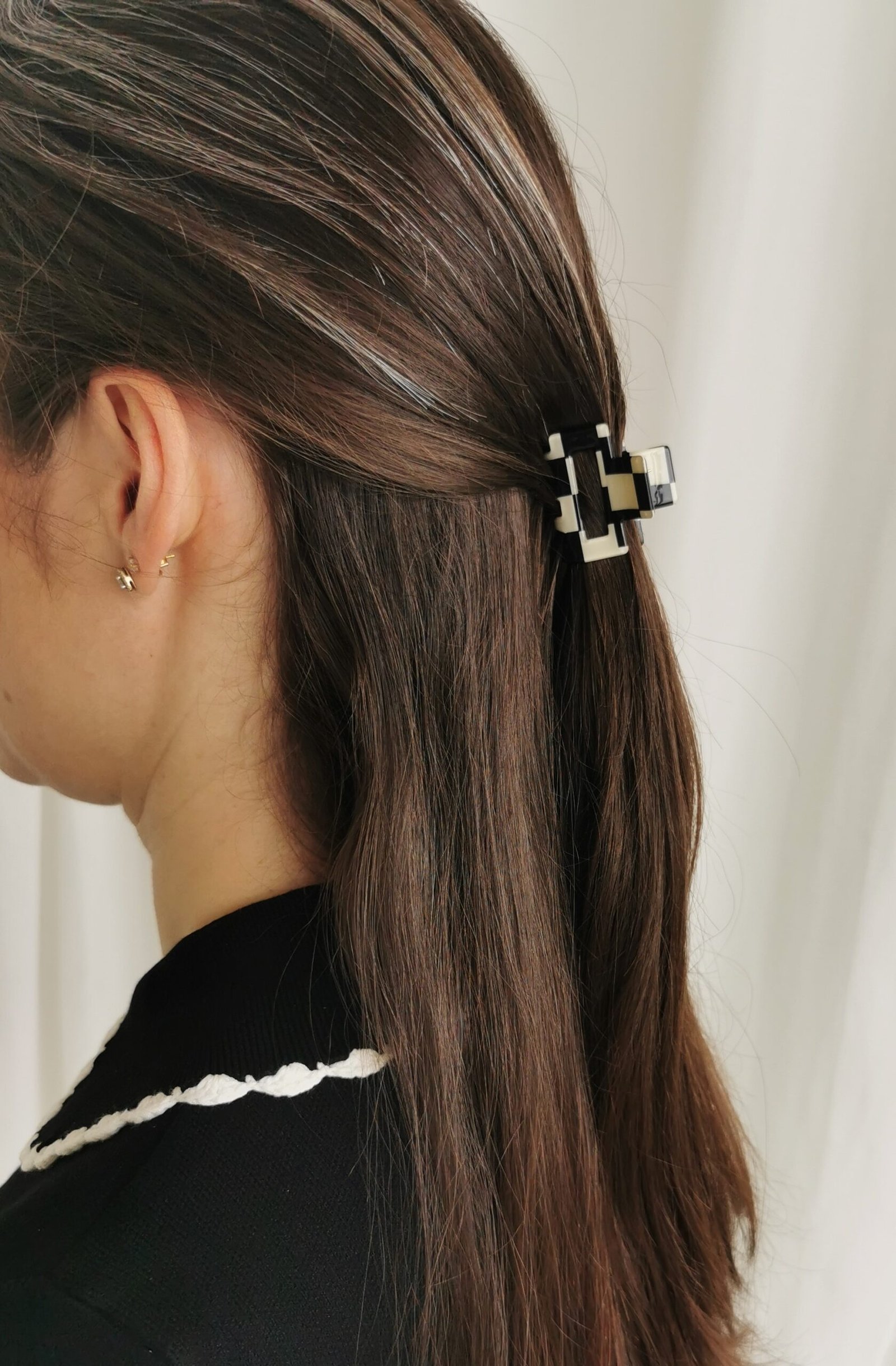 Plaukų segtukas kreminės languotos žnyplės